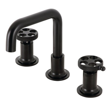Kingston Brass KS142RKXMB Widespread Bathroom Faucet with Push Pop-Up, Matte Black KS142RKXMB